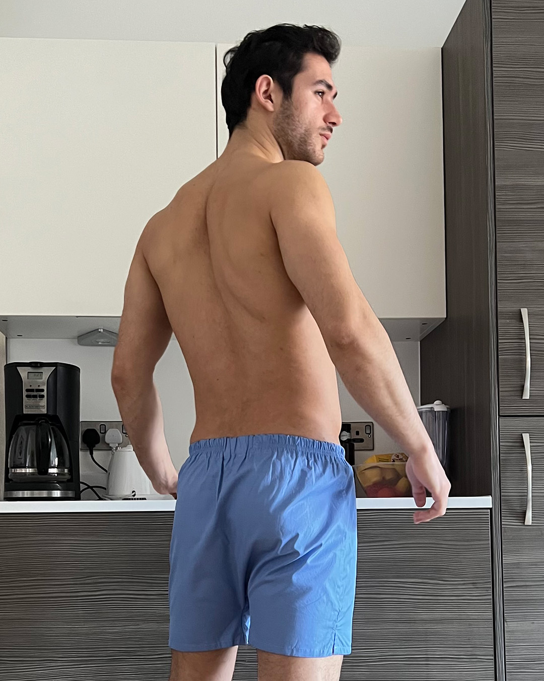 Blue cotton boxer shorts